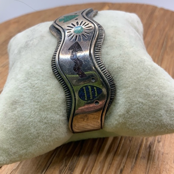Carolyn Pollock Inlay Multi Gemstone Sterling Silver Storyteller Cuff Bracelet main image 0